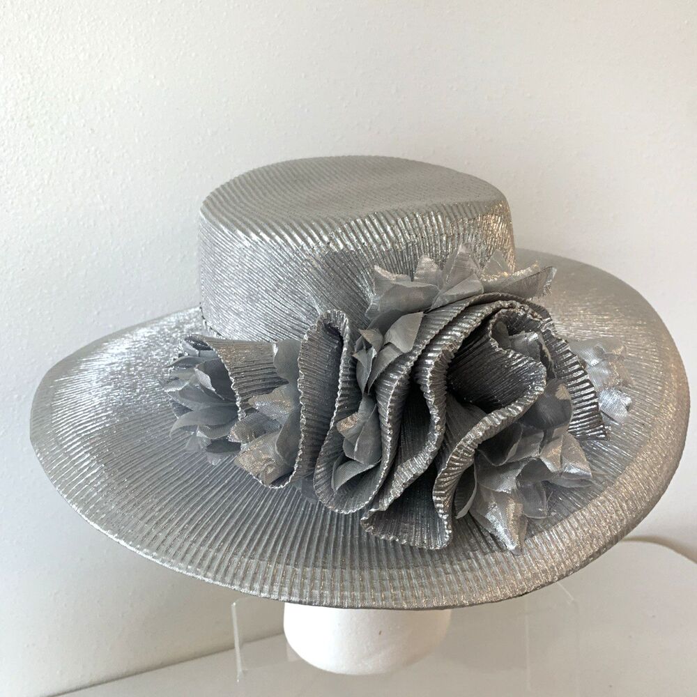 Women's Hat Silver/Gray Metallic Unbranded  Dress Hat Church Derby